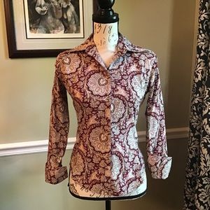 The Limited Burgundy Paisley Blouse